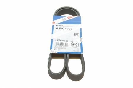 Ремінь генератора VW Golf V/VI/Passat VI/VII/Skoda Fabia 1.4TSI/FSI/1.6 FSI 97- (6PK1090) 30 1987948381 фото товару