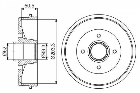 Барабан гальмівний (задній) Dacia Sandero/Renault Clio 96- 203,3х50,5 (d1=52mm/d2=49.3mm) 30 0986477210 фото товару