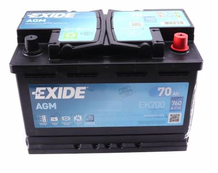Акумуляторна батарея 70Ah/760A (278x175x190/+R/B13) (Start-Stop AGM) 24 EK700 фото товару