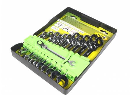 Набір ключів шарнірних комбінованих з тріскачкою (12шт) (8-19mm) 5022 51318 фото товару