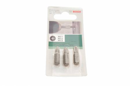 Набір бит Bosch Standard PH1//PH2/PH3 25mm (3 шт.) 30 2 609 255 964 фото товару