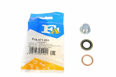 Болт зливу оливи + шайба Citroen/Dacia/Nissan/Opel/Peugeot/Renault/Volvo (M16x1.5) 367 518.471.021 фото товару