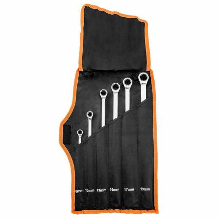 Набір ключів накидних з тріскачкою 8-19 мм 6 од. 5385 09-370 фото товару